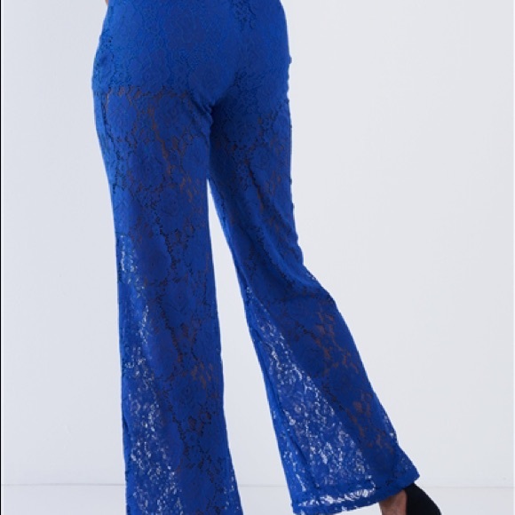 Royal Blue Floral Lace Bandeau & pant set - Picture 6 of 6